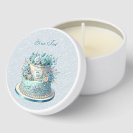 Flores de pastel azul Mini Velas Favoras