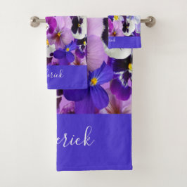 Flores de Pensamientos Florales Morado Azul Blanco