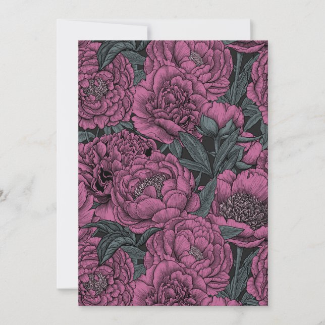 Flores de peonía púrpura (Anverso)