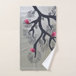 Flores de pino rosado y pino estilizado