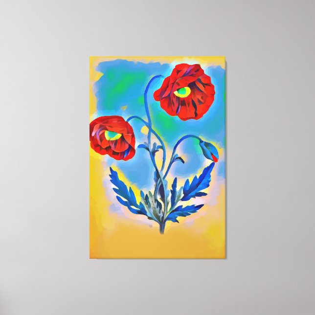Flores de pinturas rojas Resumen Arte digital orig (Anverso)