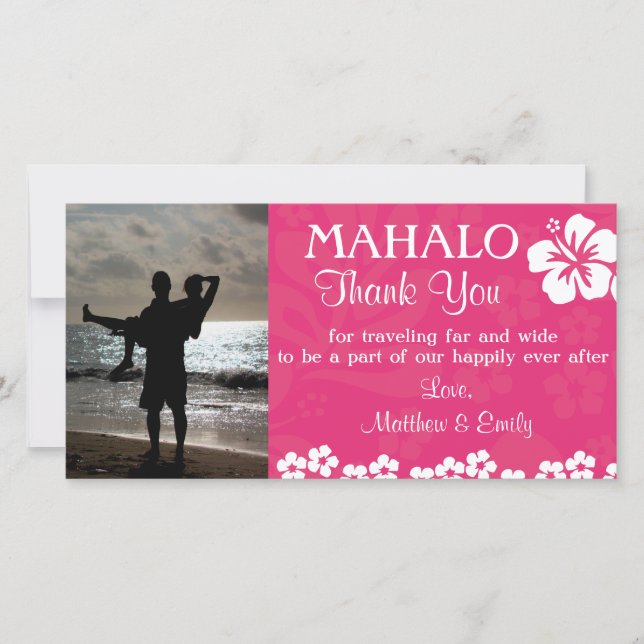 Flores De Playa Rosa Gracias Tarjeta De Foto (Anverso)