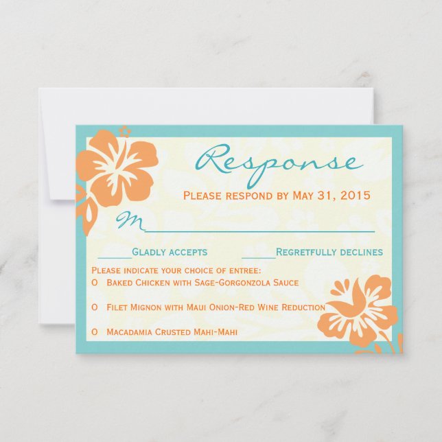 Flores de playa RSVP Naranja y Verde azulado (Anverso)