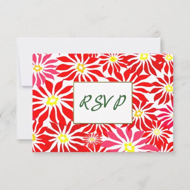Flores de Poinsettia Rojas Editable RSVP de Vacaci (Anverso)