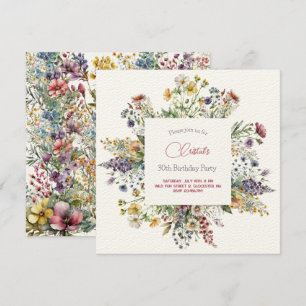 Flores de prados adultos Invitación de cumpleaños