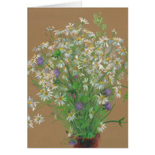 Flores de prados, pintura pastel, arte floral