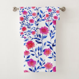 Flores de primavera acuarela rosadas y azules flor