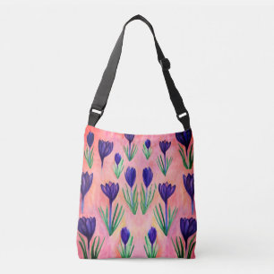 Flores de primavera, bolsa de cuerpo de croco púrp