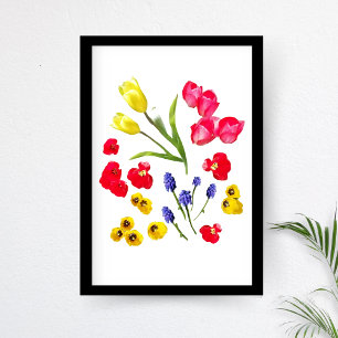 Flores de primavera coloridas - Arte Minimalista e