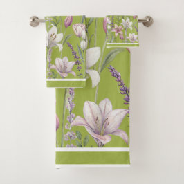 Flores de primavera con fondo verde de pradera