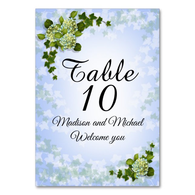 Flores de primavera de tarjetas de mesa Hydrangeas (Anverso)