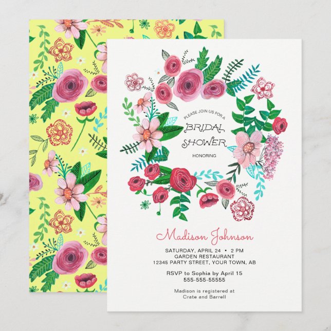 Flores de primavera | Ducha de novia | Invitación (Anverso / Reverso)