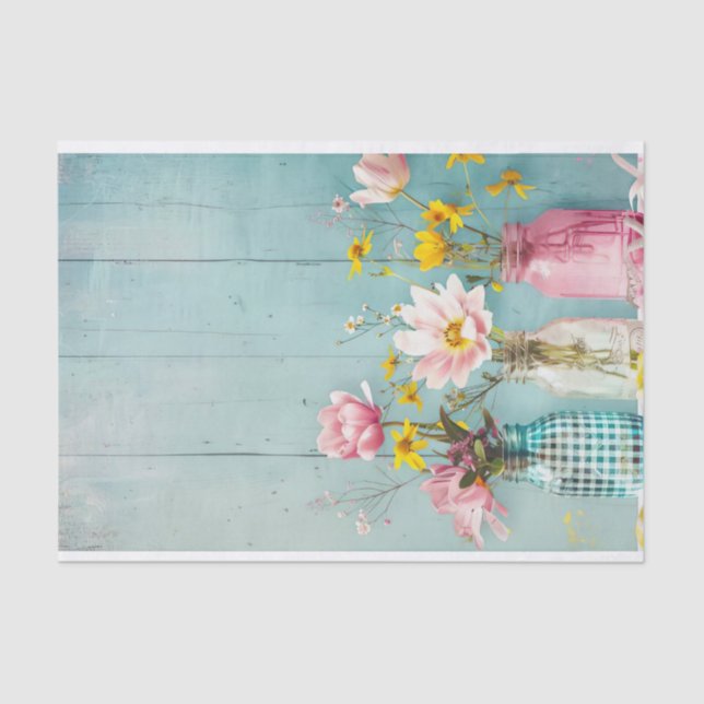 Flores de primavera en papel de tejidos de macarro (Anverso)