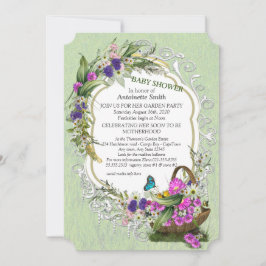 Flores de primavera en una invitación a Baby Showe