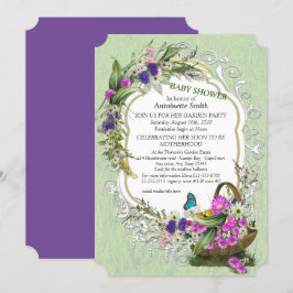 Flores de primavera en una invitación a Baby Showe