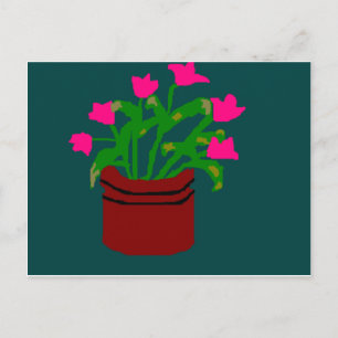 Flores de primavera en una postal plantadora