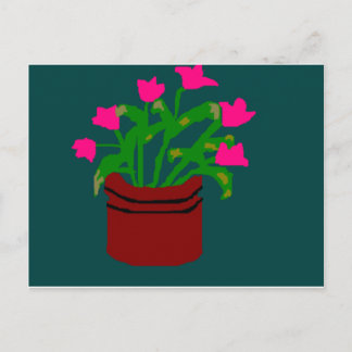 Flores de primavera en una postal plantadora