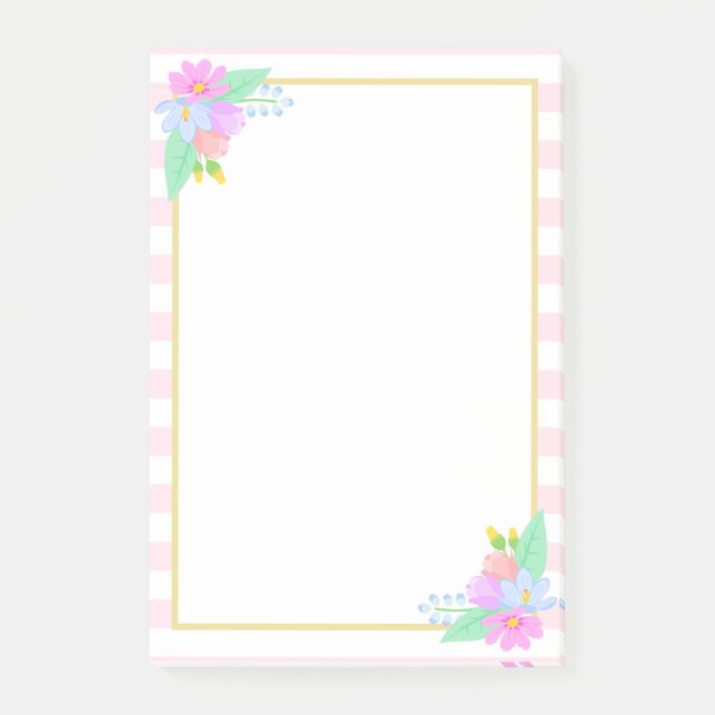 Flores de primavera franjas rosadas Post-it® Notas (Anverso)