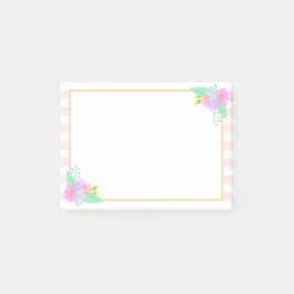 Flores de primavera franjas rosadas Post-it® Notas