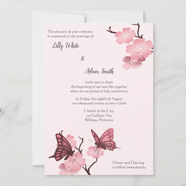 Flores De Primavera Rosa Con Mariposas (Anverso)