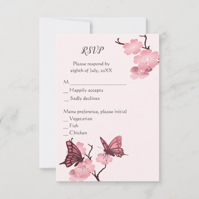 Flores De Primavera Rosa Con Mariposas (Anverso)