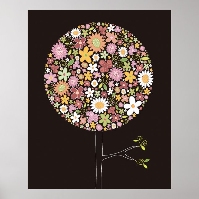 Flores de primavera rosada y caprichosas de arte d (Frente)