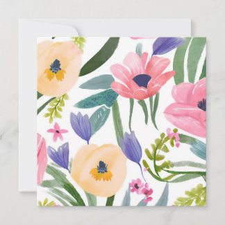 Flores de primavera | Tarjeta de acuarela de color
