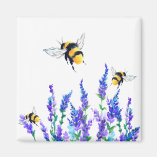 Flores de primavera y abejas regalo de imán volado