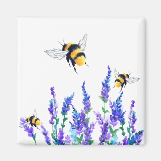 Flores de primavera y abejas regalo de imán volado (Frente)