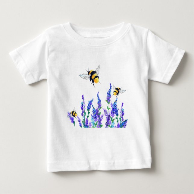 Flores de primavera y abejas vuelan camiseta para  (Anverso)