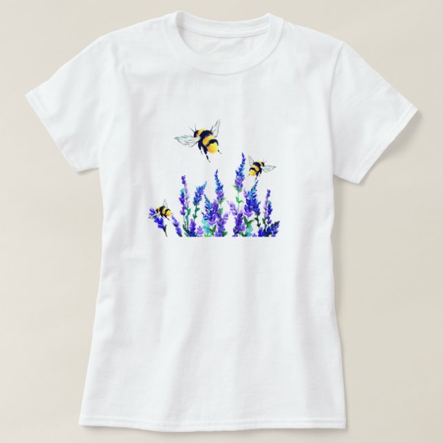 Flores de primavera y camiseta de abejas (Diseño del anverso)
