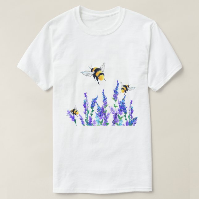 Flores de primavera y camiseta de abejas (Diseño del anverso)