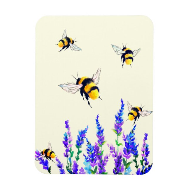 Flores de primavera y imán de abejas voladoras (Vertical)