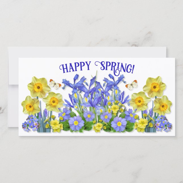 Flores de primavera y mariposas de texto personali (Anverso)