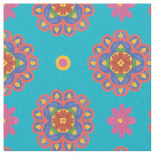 Flores de rangoli, puntos de polka en tela turques