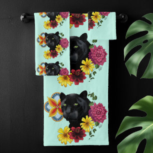 Flores de retrato jaguar negro