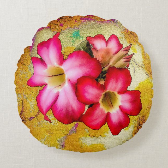 Flores de Rosa del desierto sobre almohada redonda (Anverso)
