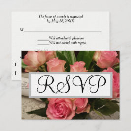 Flores de rosa suave de plata boda RSVP