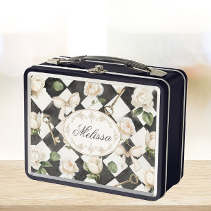 Flores de Rosa Vintage Monograma Diamante Blanco N