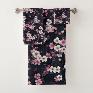 Flores de Sakura rosada negra, diseño de patrones,