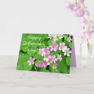 Flores de Shamrock rosa feliz tarjeta del día de S