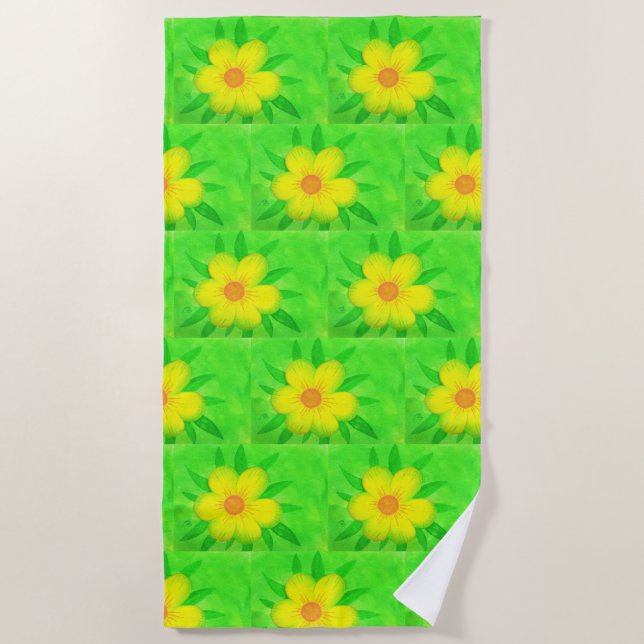 Flores De Sol Brillantes Y Alegres Toallas De Play (Anverso)