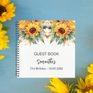 Flores de sol de cumpleaños de libro de invitado