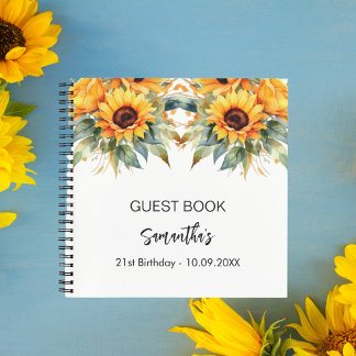 Flores de sol de cumpleaños de libro de invitado