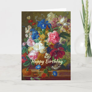 Flores de tarjetas cristianas de cumpleaños felice