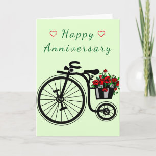 Flores de tarjetas de aniversario feliz ciclismo a