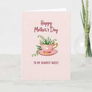 Flores de taza rayadas tarjeta de madres
