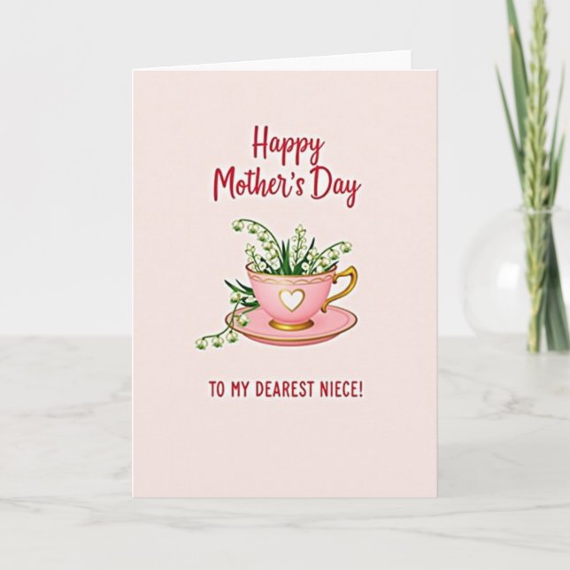 Flores de taza rayadas tarjeta de madres (Anverso)