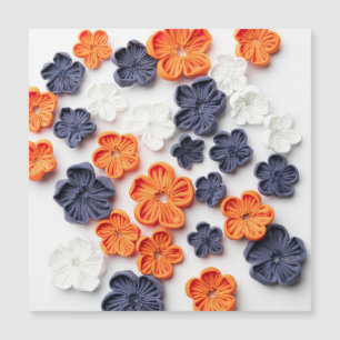 Flores de tela cosida artesanal de primavera azul