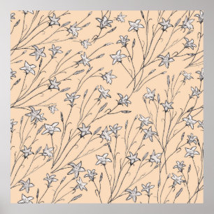 flores de timbre de patrón inmaculado arte en tono